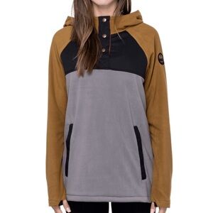 686 Women's Tri-Color Hoodie - Black, Gray, and Brown